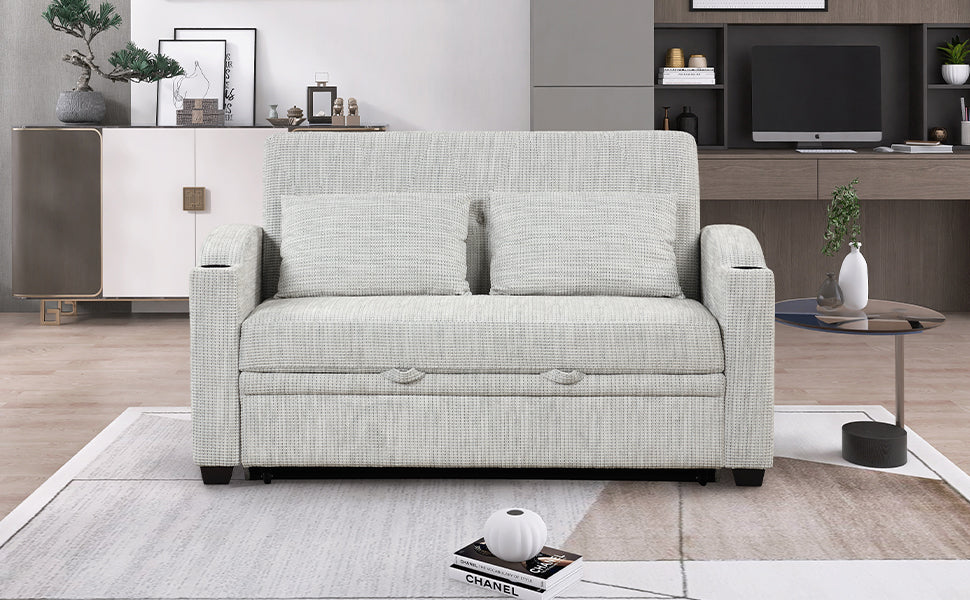 61.6" Pull Out Sofa Bed Modern Chenille Convertible Loveseat