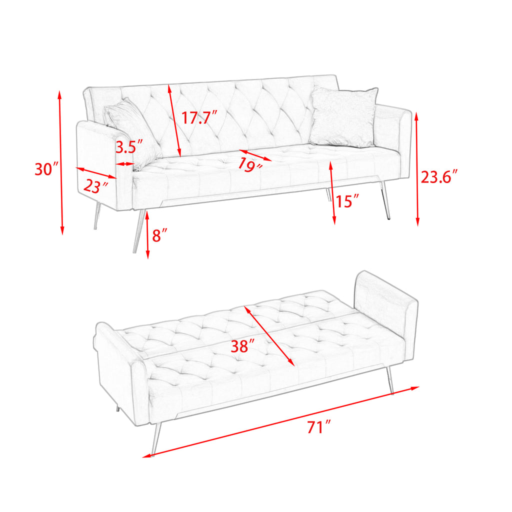 71-Inch Convertible Love Seat Sofa