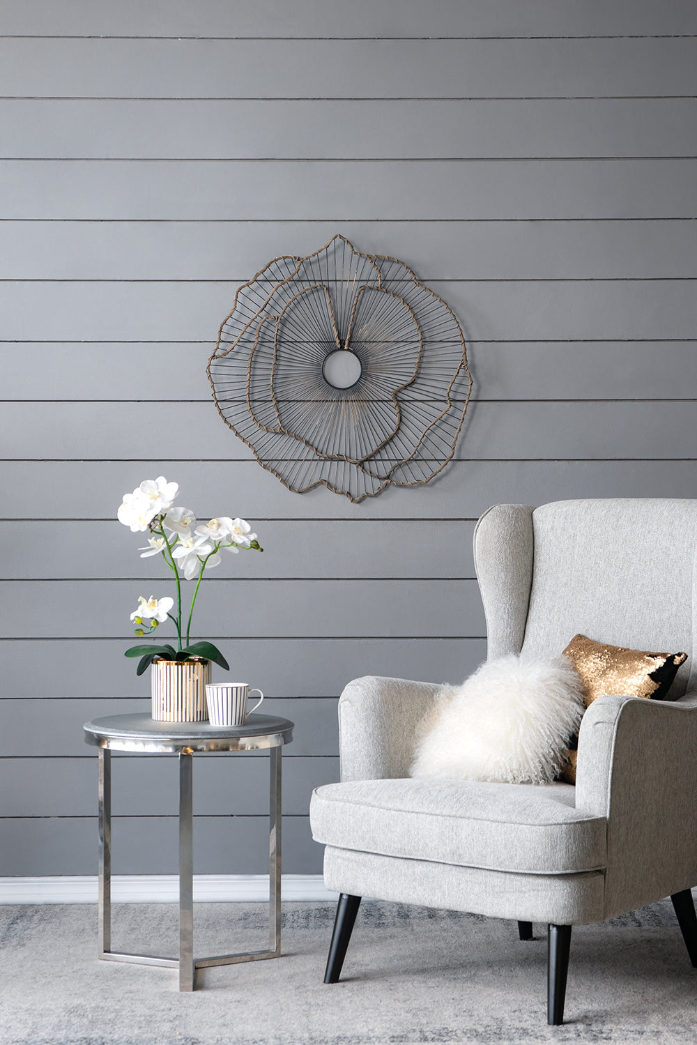 Set of 3 Metal Flowers Wall Decor