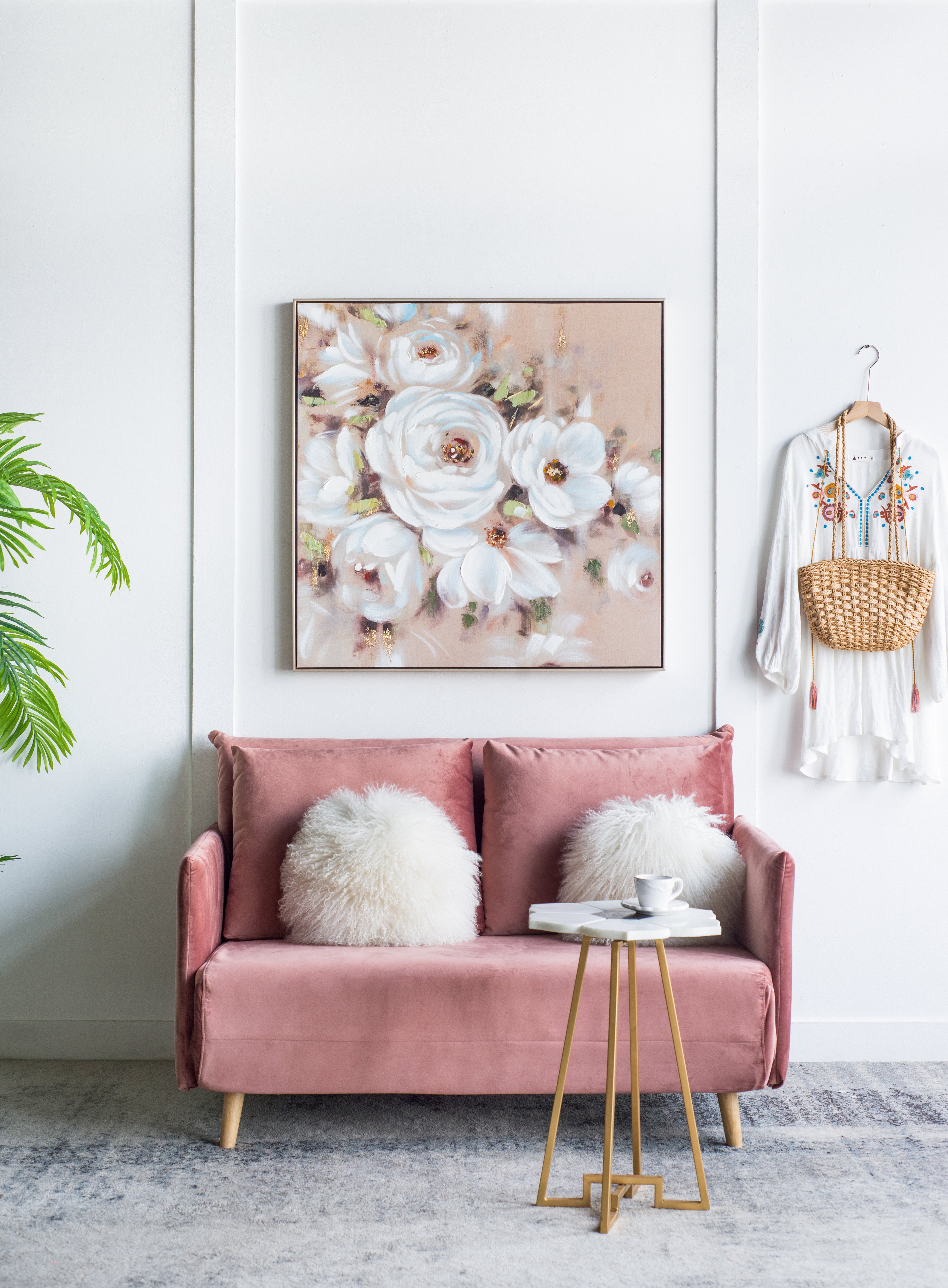 36" x 36" Square Framed Wall Art Flower Canvas Print