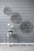 Set of 3 Metal Flowers Wall Decor