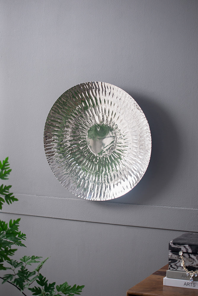 Silver Textured Oversized Disc Wall Decor Set of 3