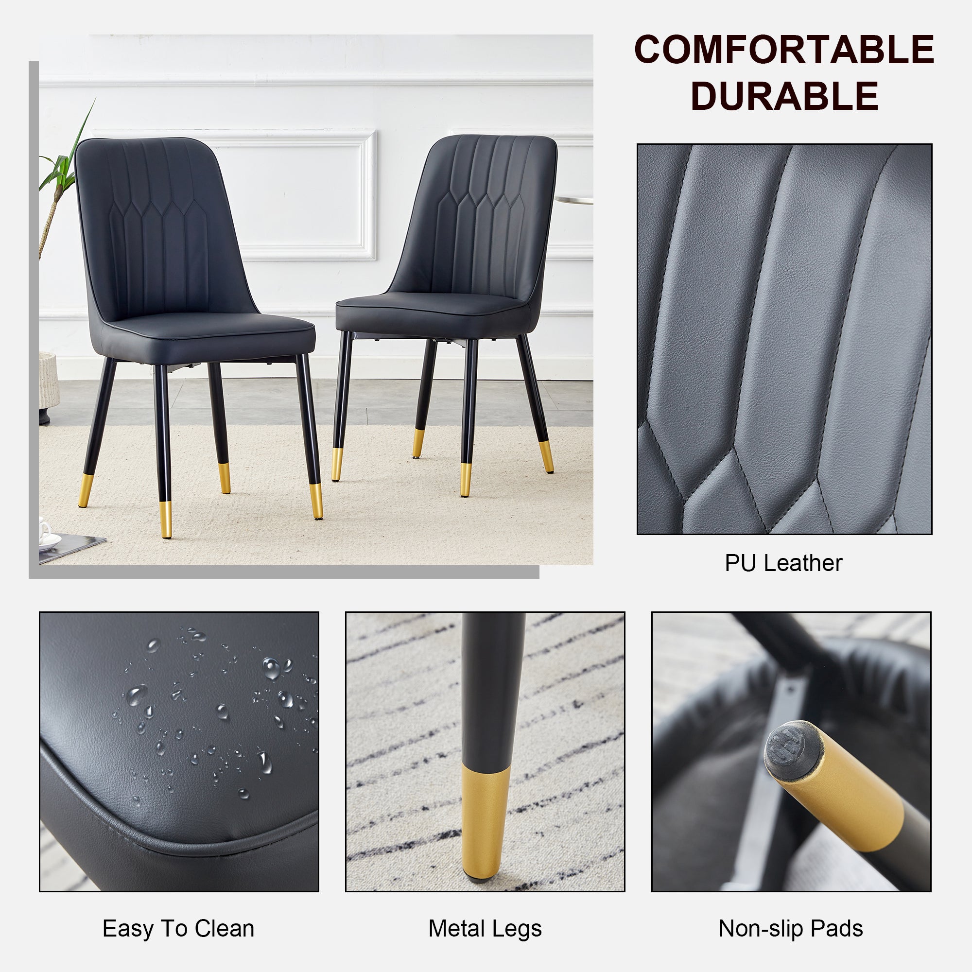 Black Dining Chairs and Living Room Chairs Set
