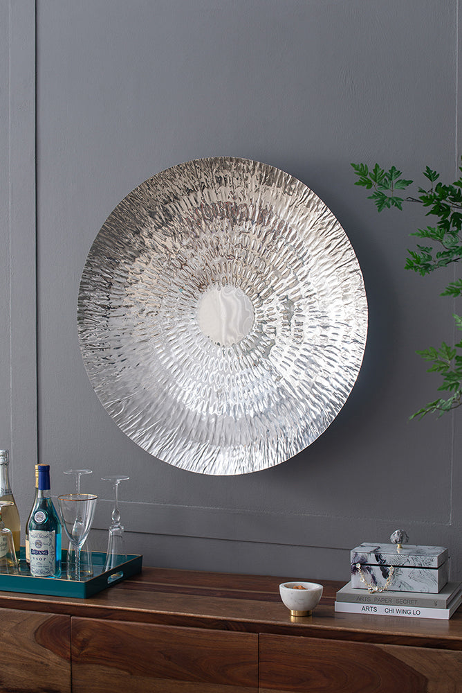 Silver Textured Oversized Disc Wall Decor Set of 3
