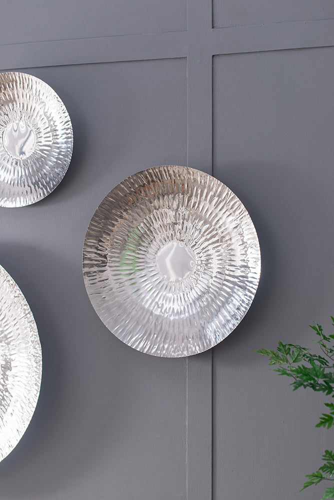 Silver Textured Oversized Disc Wall Decor Set of 3