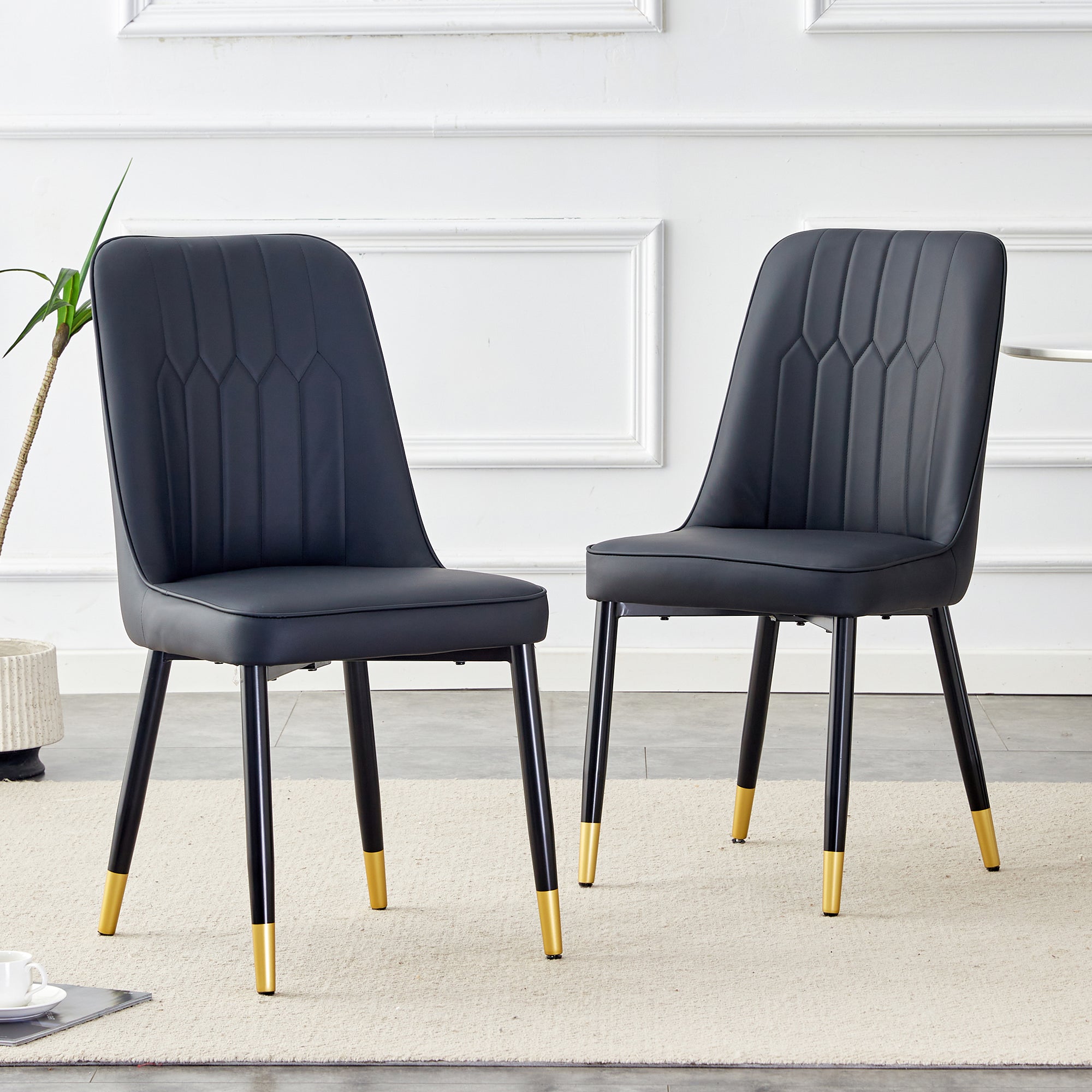 Black Dining Chairs and Living Room Chairs Set