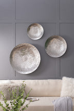 Silver Textured Oversized Disc Wall Decor Set of 3