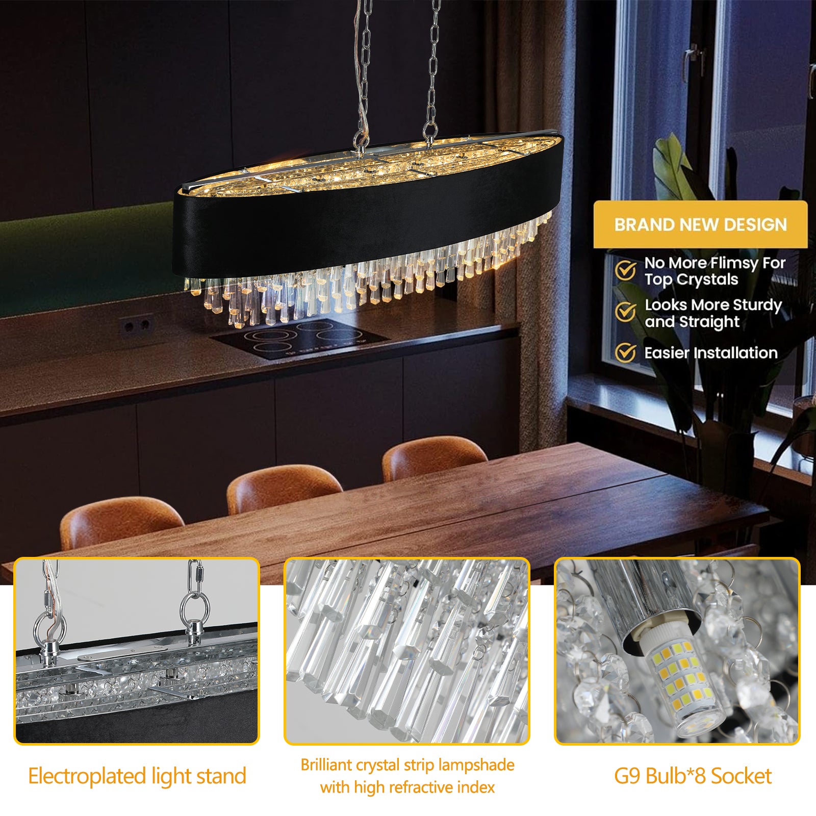 39" Modern Crystal Chandelier