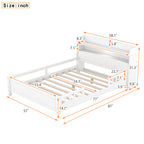 Wood Full Size Platform Bed with Built-in LED Light
