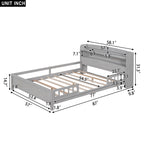 Wood Full Size Platform Bed With Built-in LED Light