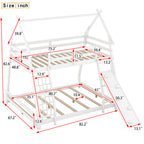 Twin Over Queen House Bunk Bed with Climbing Nets and Climbing Ramp