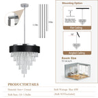 18-inch Modern Crystal Chandelier with Adjustable Height