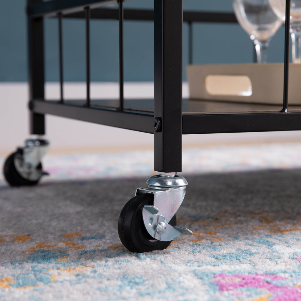 Rolling Kitchen Cart with Three Tiers and Four Wine Bottle Rack