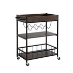 Rolling Kitchen Cart with Three Tiers and Four Wine Bottle Rack