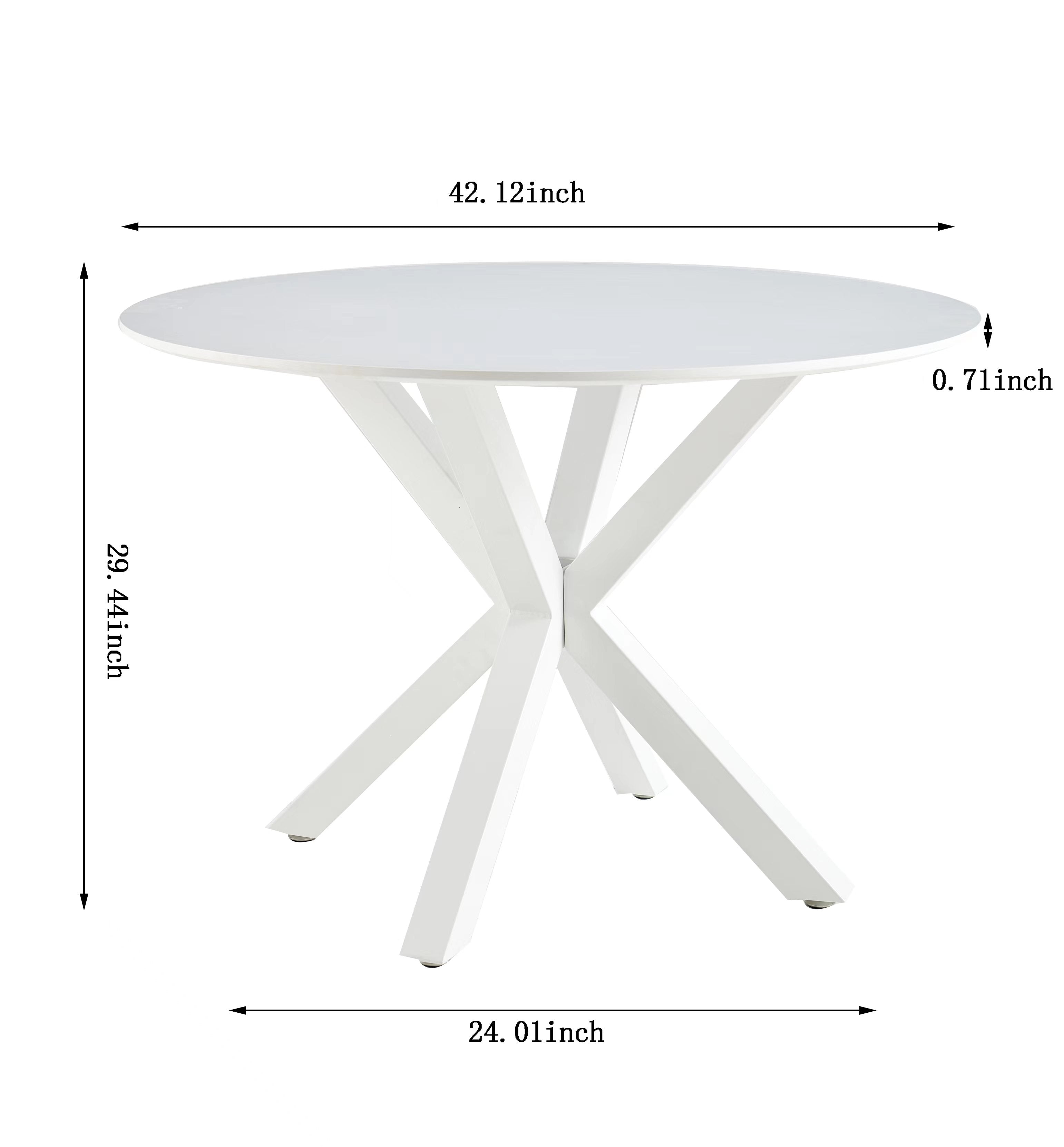 42.1" White Mid-Century Dining Table for 4-6 People