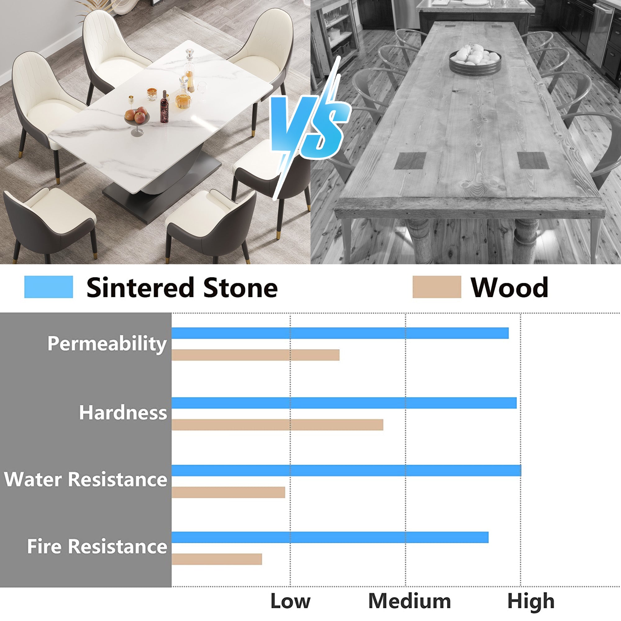 63" Modern Artificial Stone Dining Table