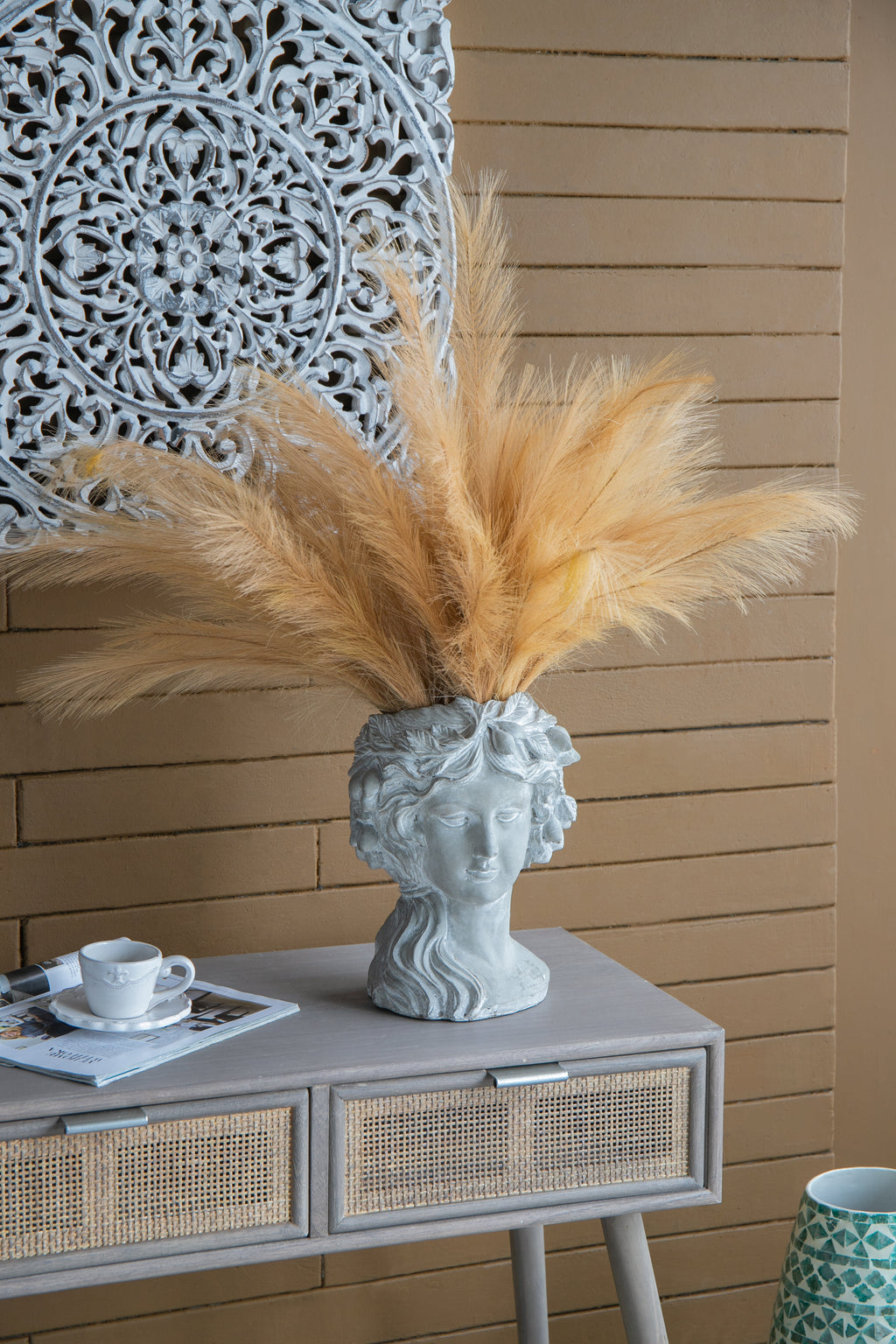 Cement Bust Wall Planter - Indoor Outdoor Home Garden Decor
