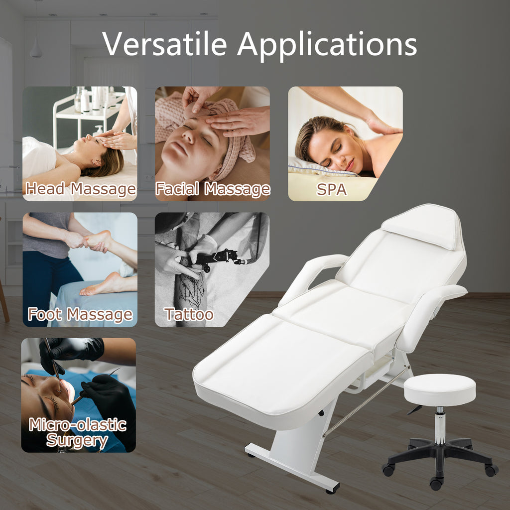 Massage Salon Tattoo Chair with Two Trays and Hydraulic Stool