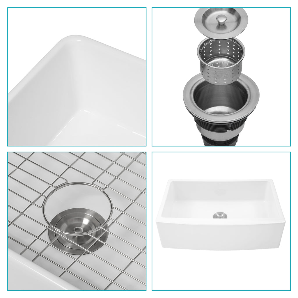 White Farmhouse Sink - 30 x 21 x 10 Inch