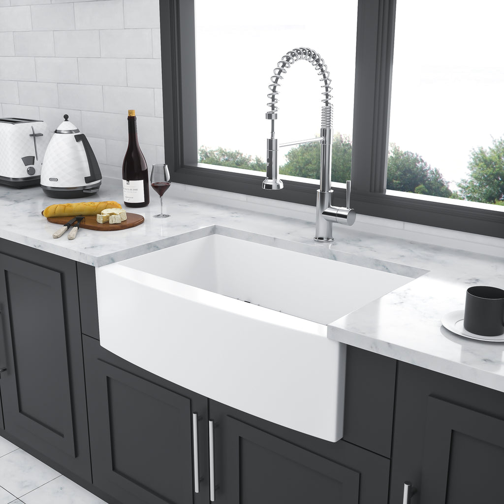 White Farmhouse Sink - 33" x 21" x 10"
