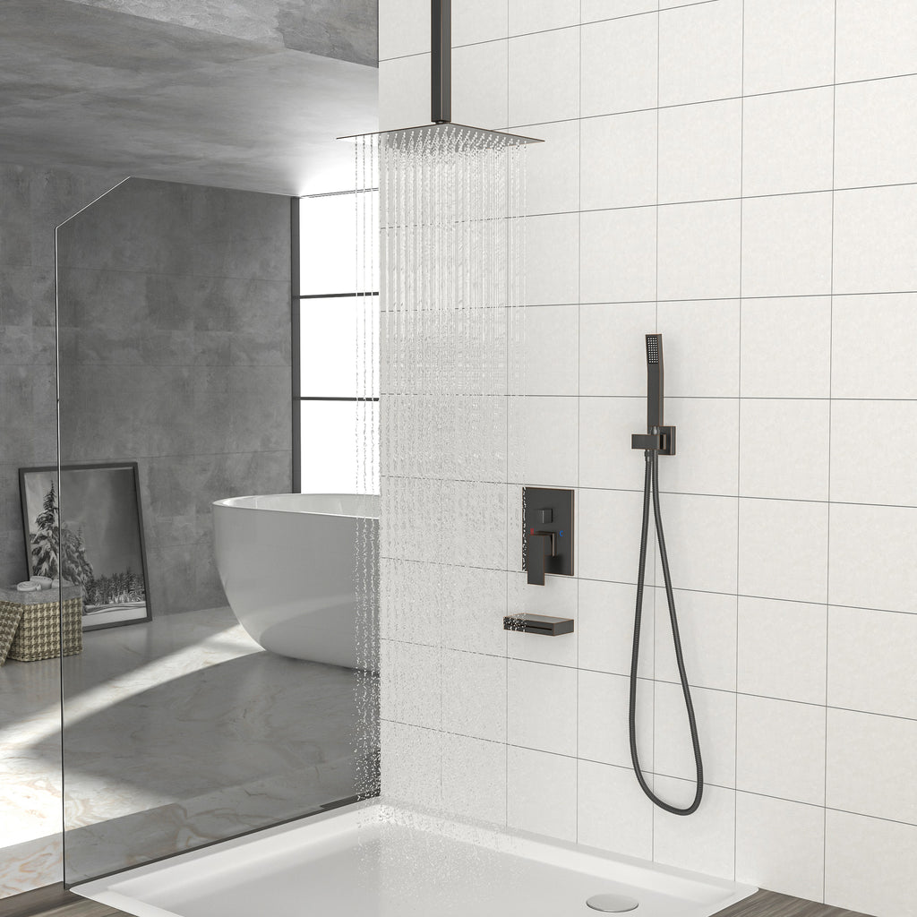 Shower System with Waterfall Tub Spout