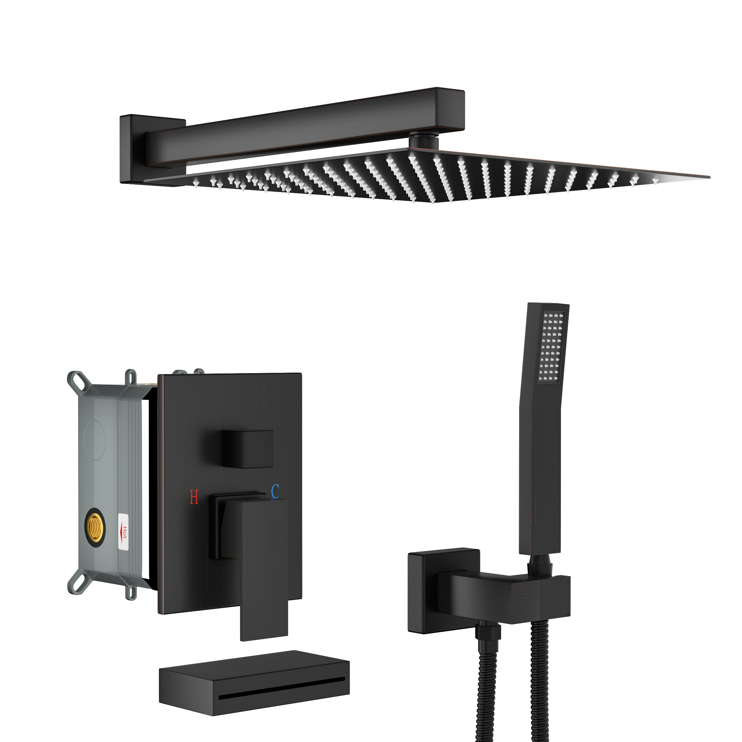 Shower System with Waterfall Tub Spout