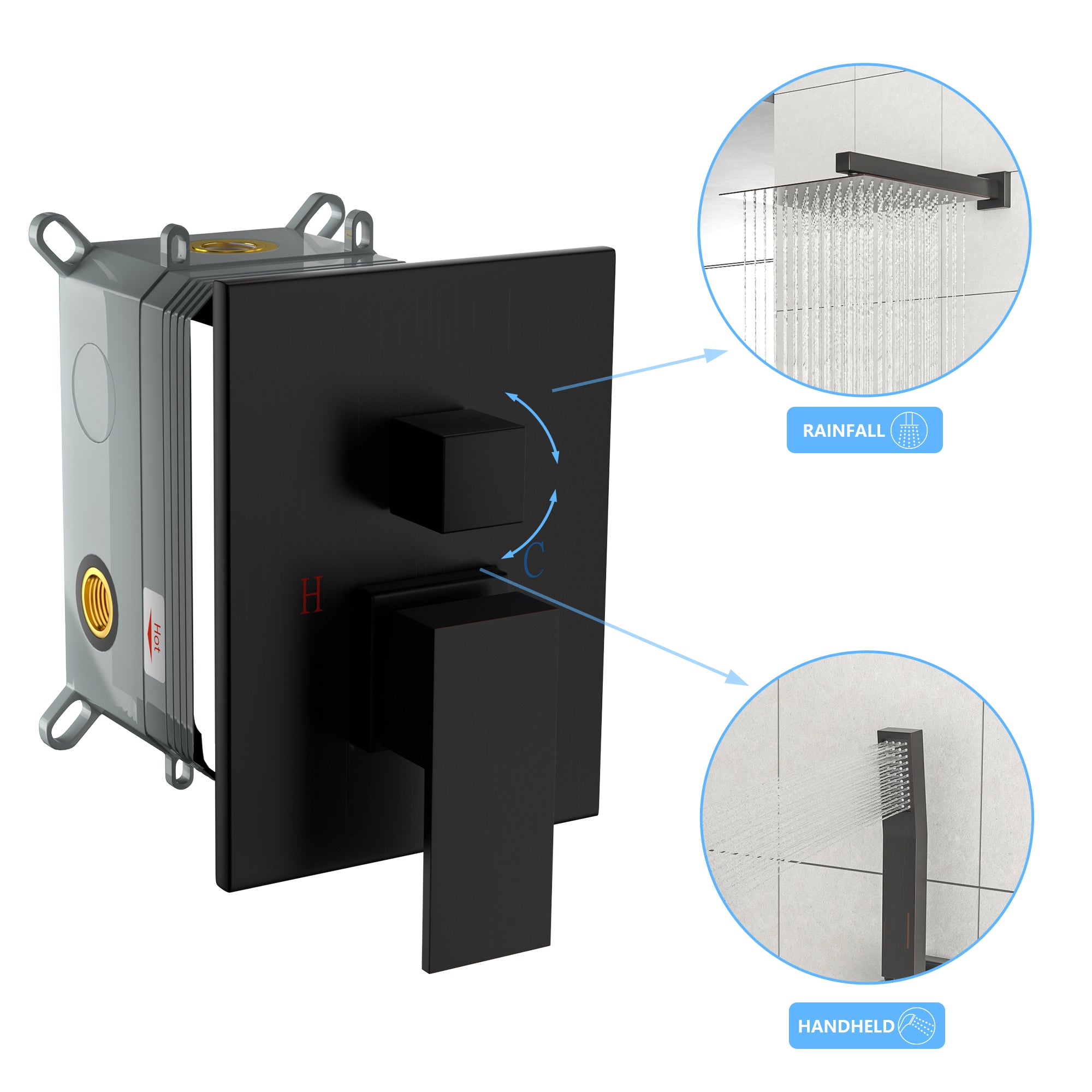 Shower System with Waterfall Tub Spout
