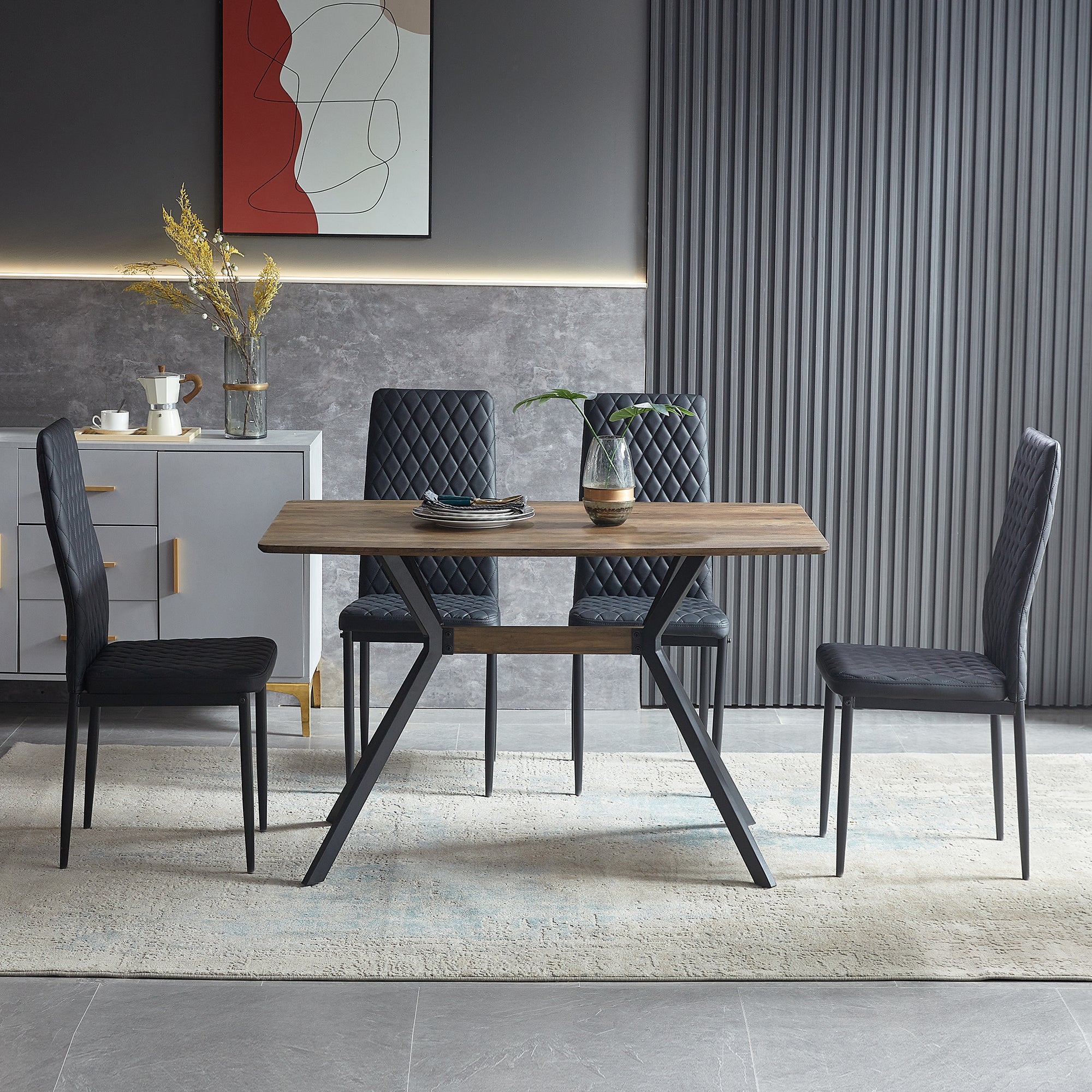 Modern Minimalist Style Dining Table MDF Wooden Top