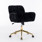 A&A Furniture Office Chair with Artificial Rabbit Hair and Golden Base