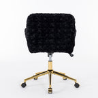 A&A Furniture Office Chair with Artificial Rabbit Hair and Golden Base