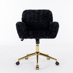 A&A Furniture Office Chair with Artificial Rabbit Hair and Golden Base