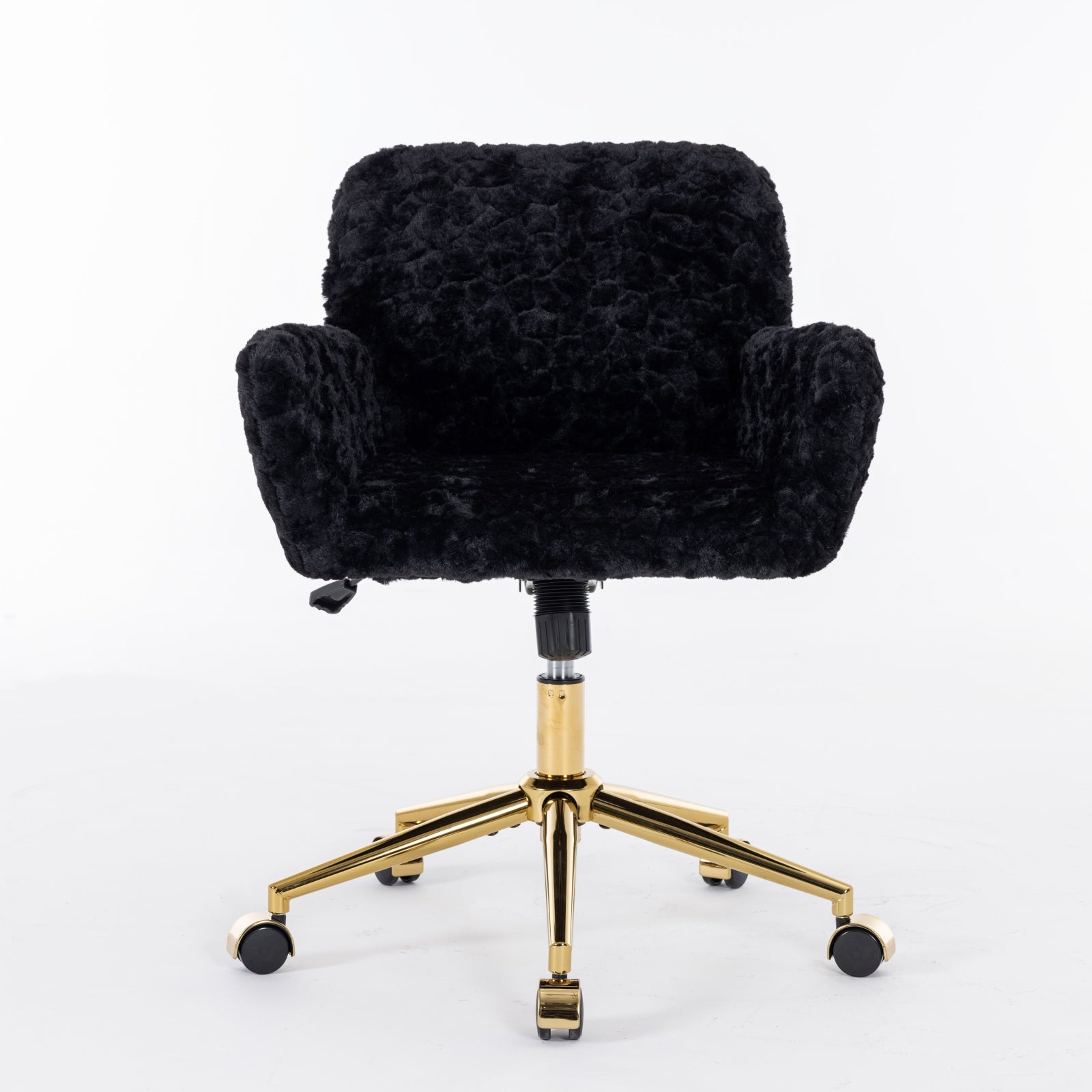 A&A Furniture Office Chair with Artificial Rabbit Hair and Golden Base