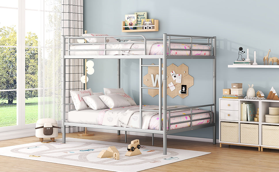 Full Over Full Metal Bunk Bed in Silver