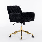 A&A Furniture Office Chair with Artificial Rabbit Hair and Golden Base