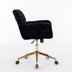 A&A Furniture Office Chair with Artificial Rabbit Hair and Golden Base