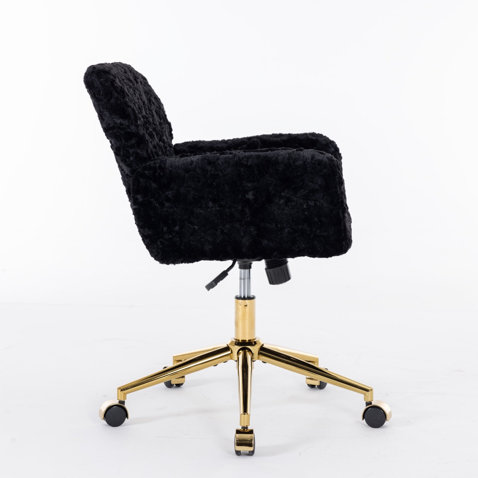 A&A Furniture Office Chair with Artificial Rabbit Hair and Golden Base
