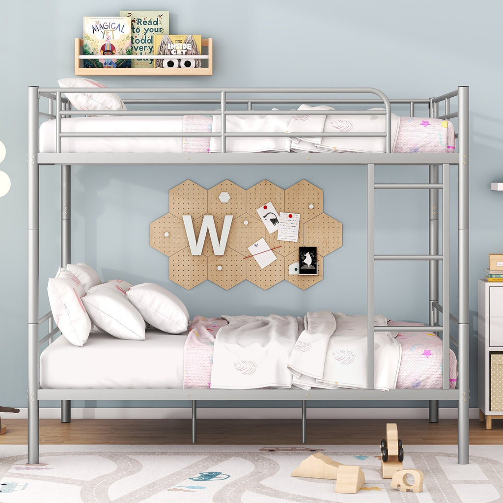 Full Over Full Metal Bunk Bed in Silver