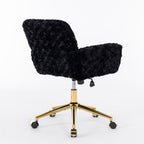 A&A Furniture Office Chair with Artificial Rabbit Hair and Golden Base