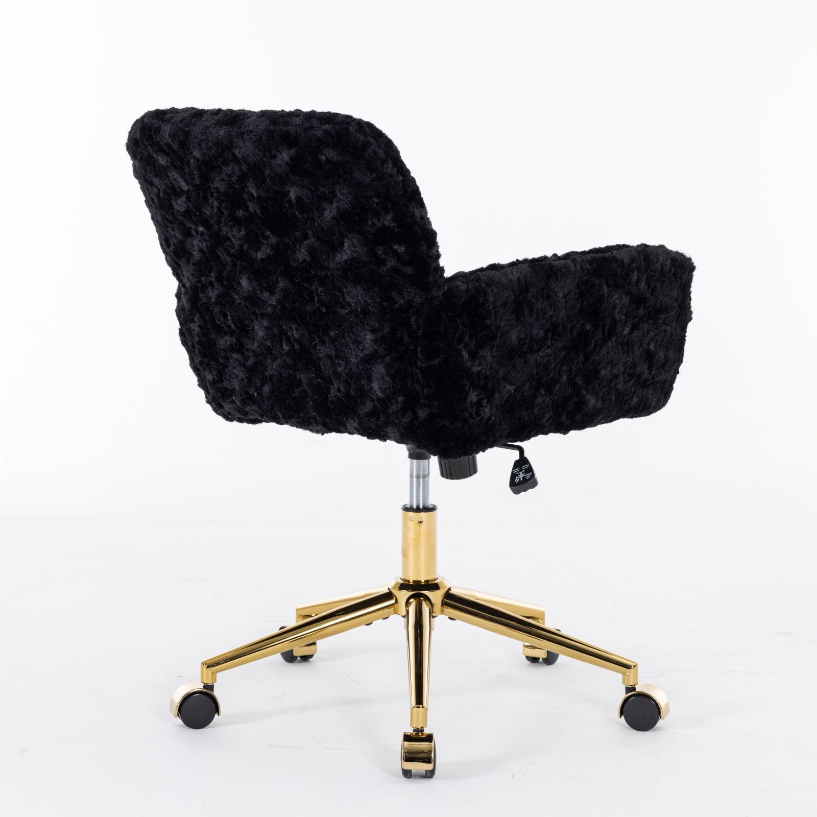 A&A Furniture Office Chair with Artificial Rabbit Hair and Golden Base