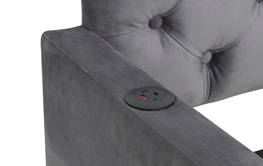 Twin Size Upholstered Daybed with Trundle and USB Charging