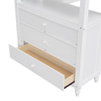 Twin Size Loft Bed with Drawers and Desk - White