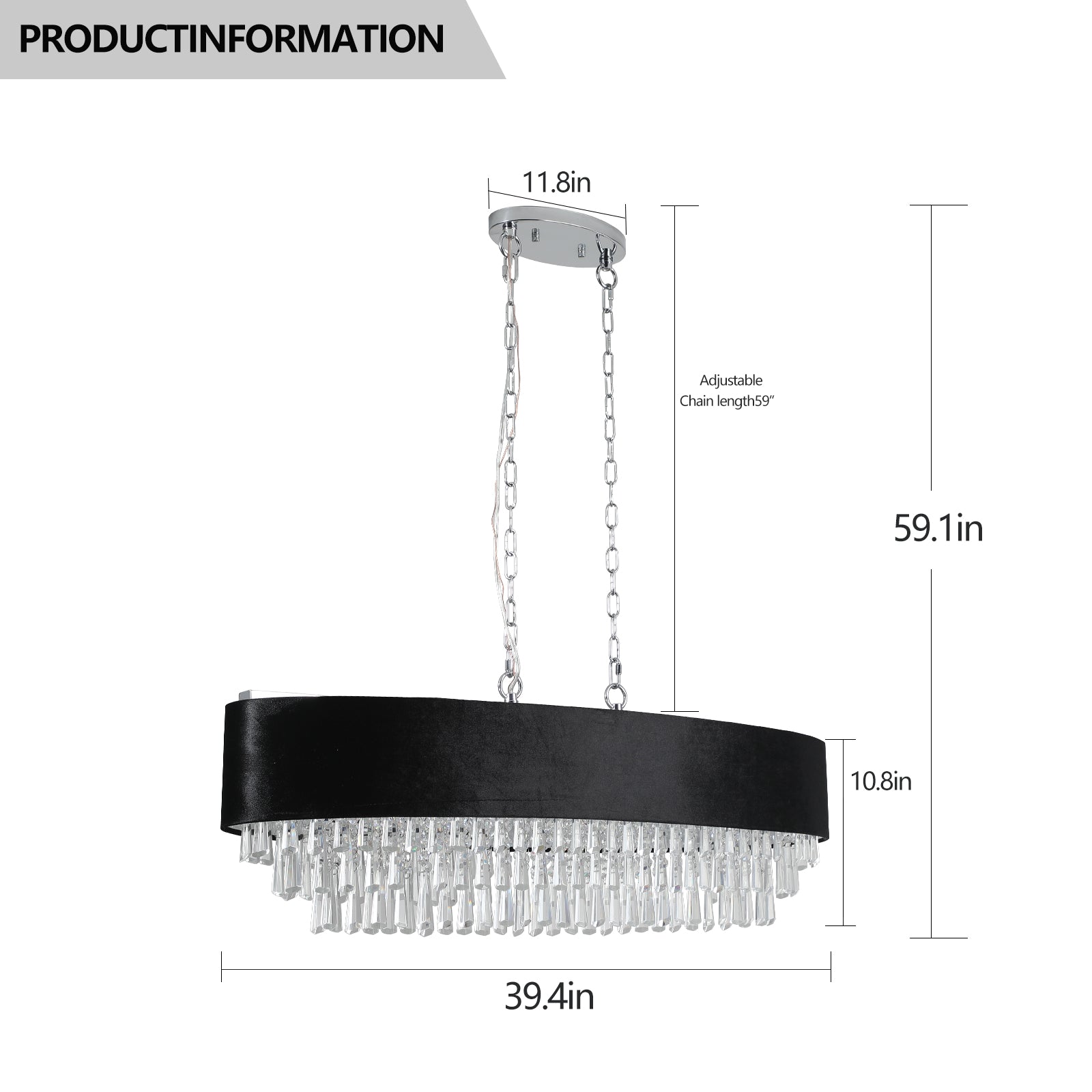 39" Modern Crystal Chandelier