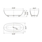 64 Inch Transparent Freestanding Bathtub