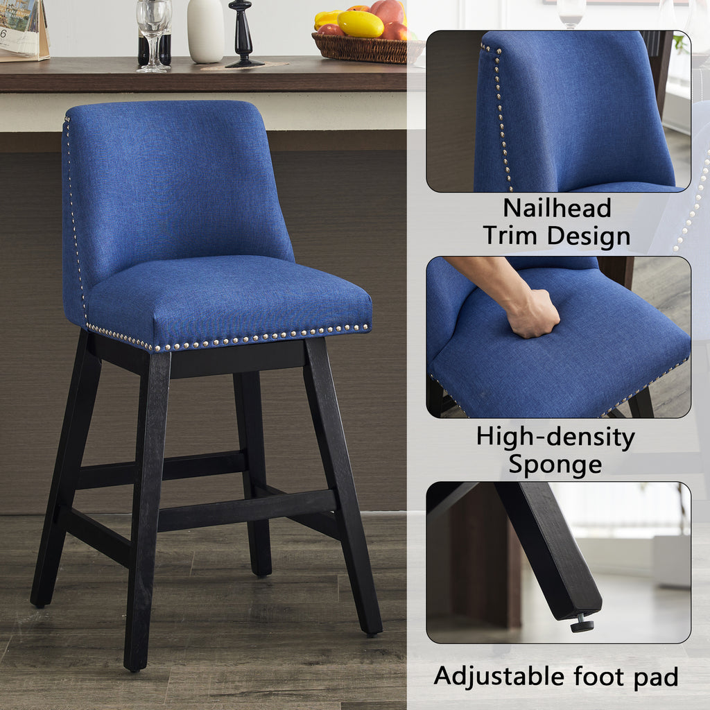 Upholstered Swivel Bar Stools Set of 2