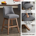 Upholstered Swivel Bar Stools Set of 2, 26" Counter Height