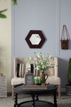 18.5" x 18.5" Hexagon Mirror with Solid Wood Frame