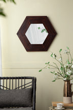 18.5" x 18.5" Hexagon Mirror with Solid Wood Frame