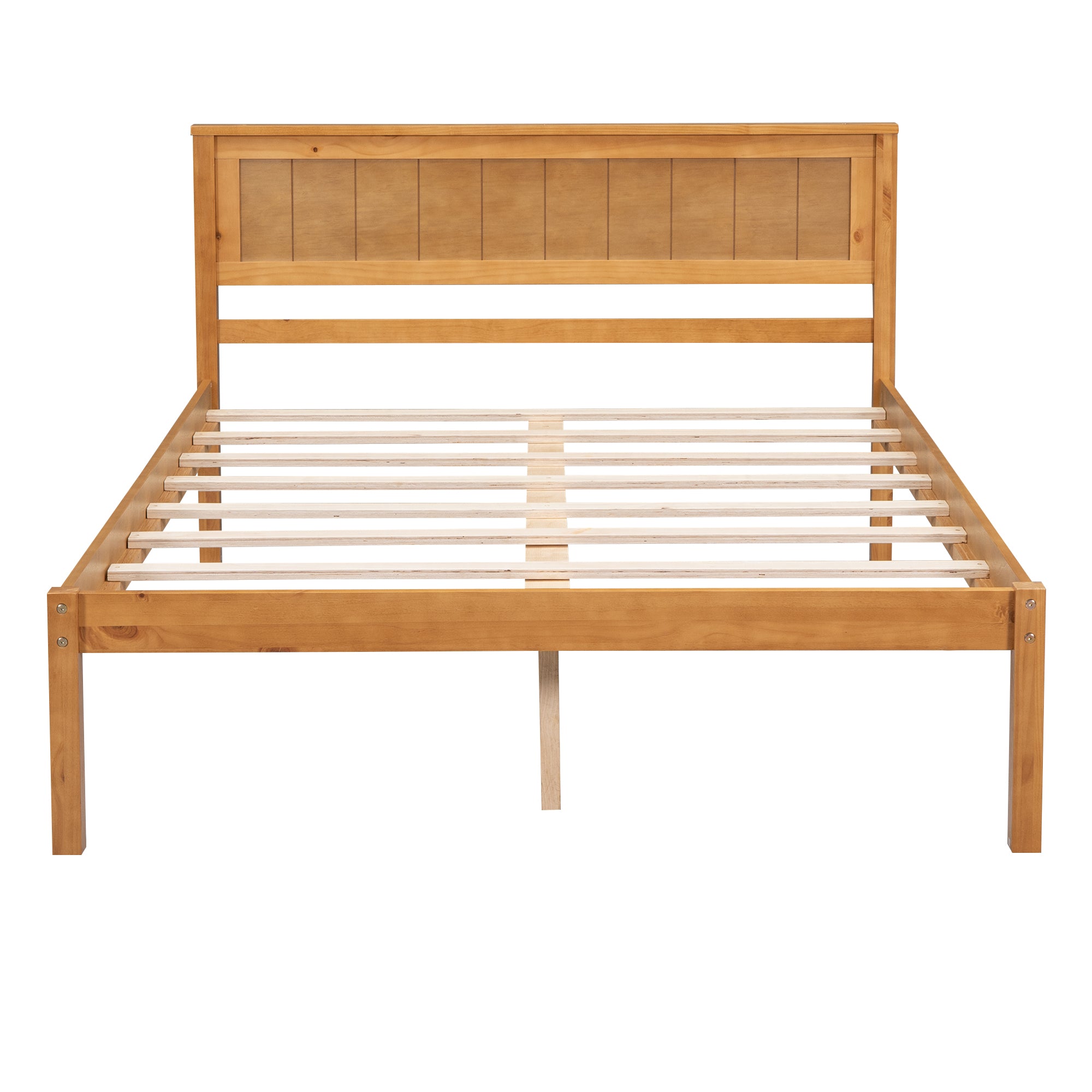 Platform Bed Frame with Headboard, Wood Slat Support, Full