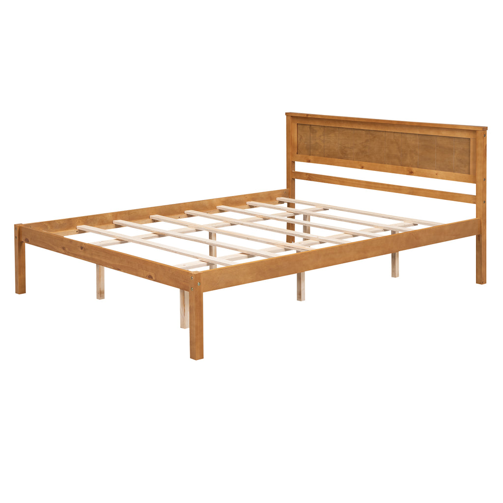 Platform Bed Frame with Headboard, Wood Slat Support, No Box Spring Needed, Queen