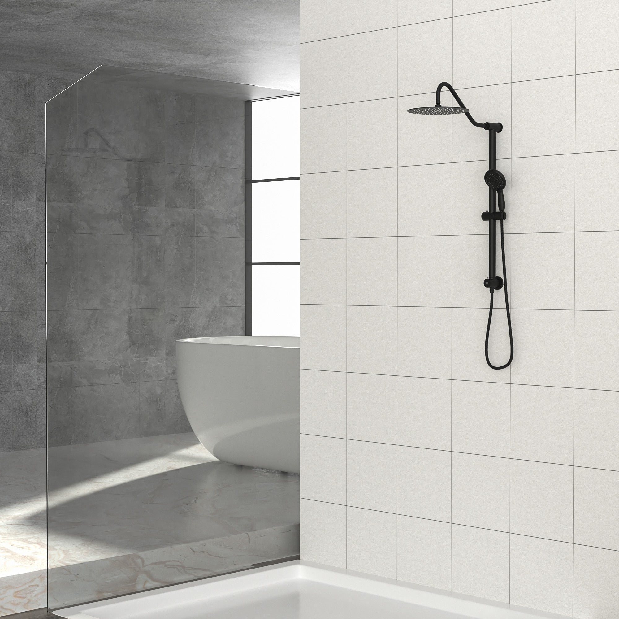 10 Inch Shower System with 5 Function Rain Hand Shower